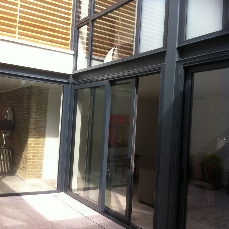 Anthracite aluminium sliding patio doors fitted in Mayfair